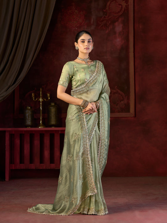 Gulbahaar Sage Bitswork Saree