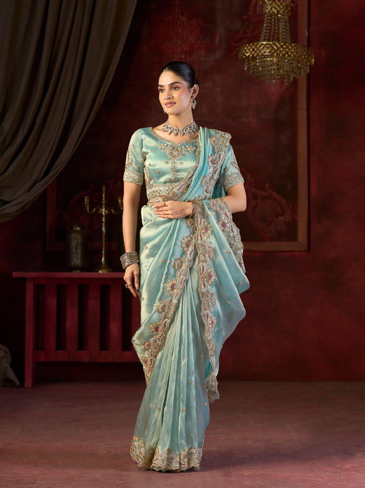 Neelambari Zari-Bits Saree