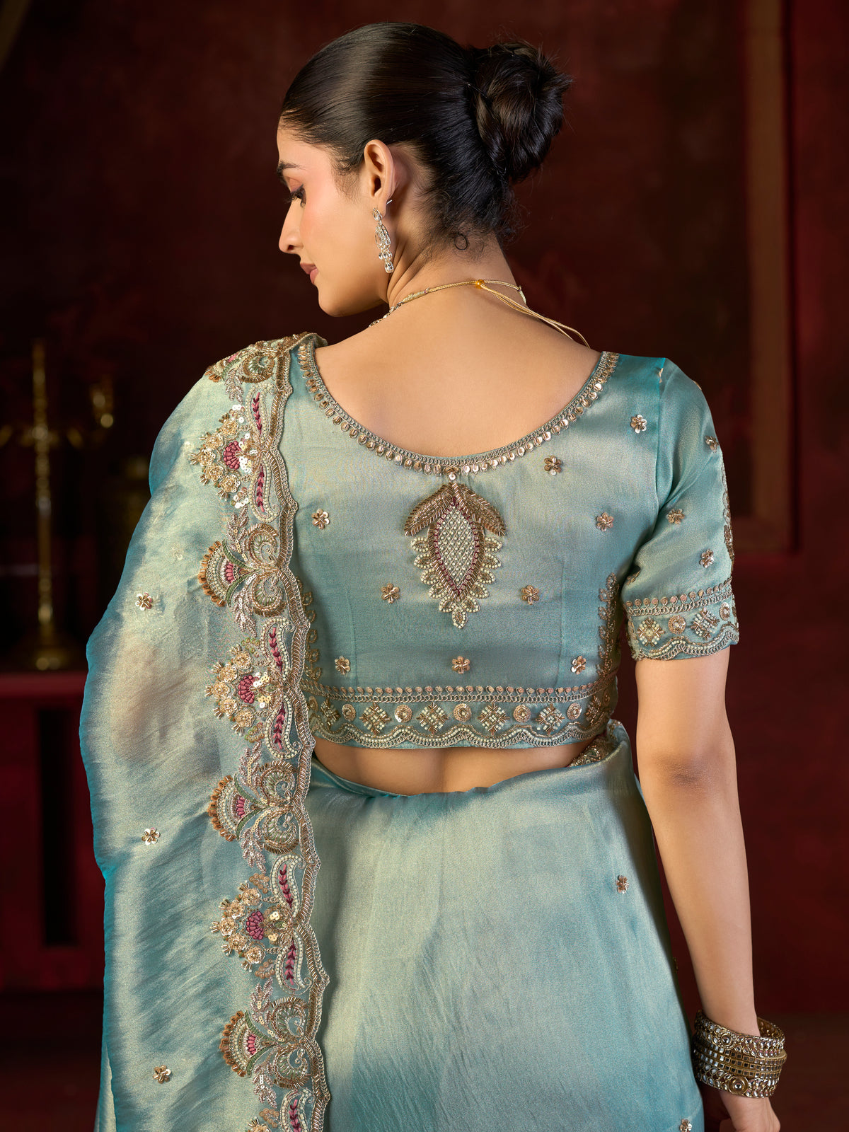 Neelambari Zari-Bits Saree