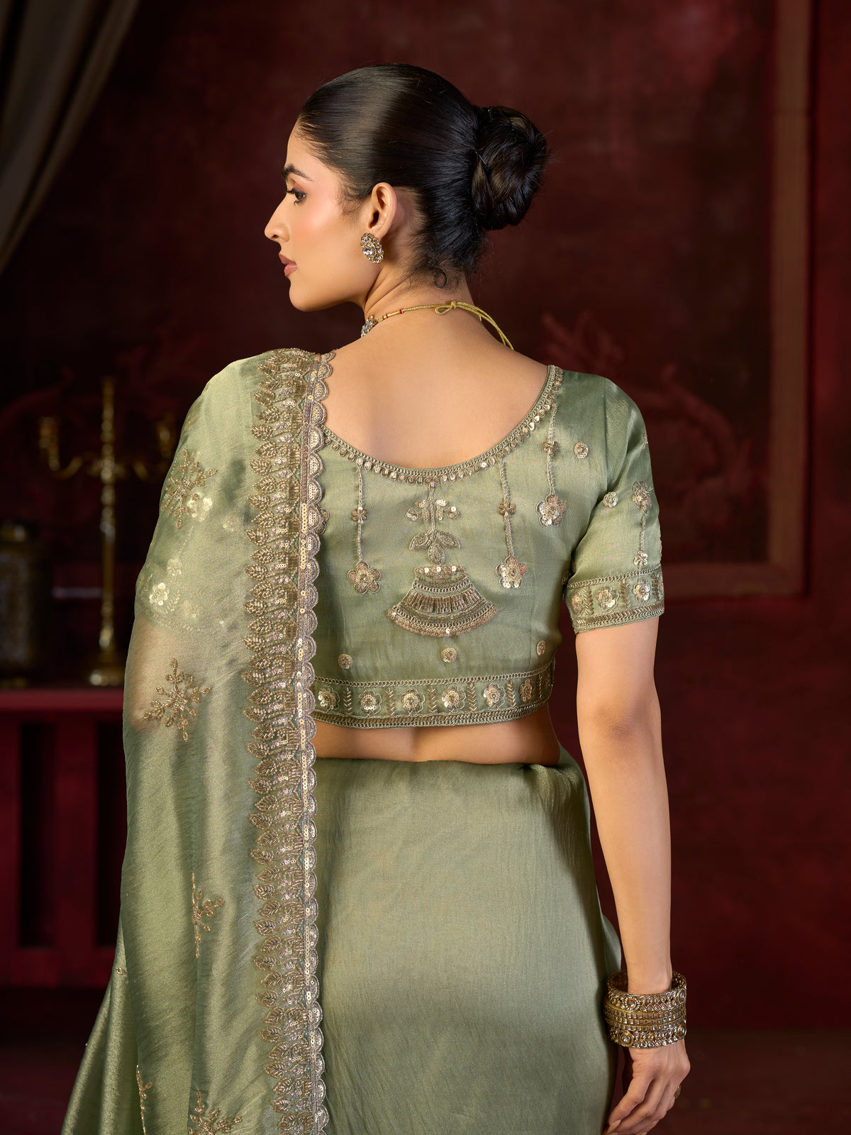 Gulbahaar Sage Bitswork Saree