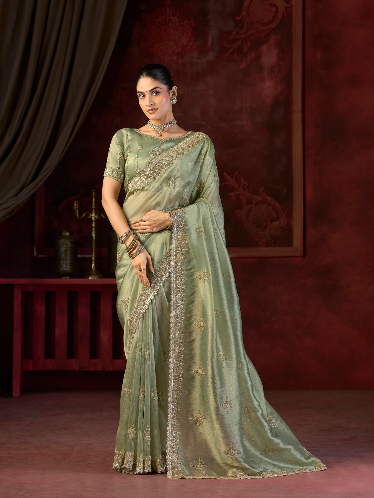Gulbahaar Sage Bitswork Saree