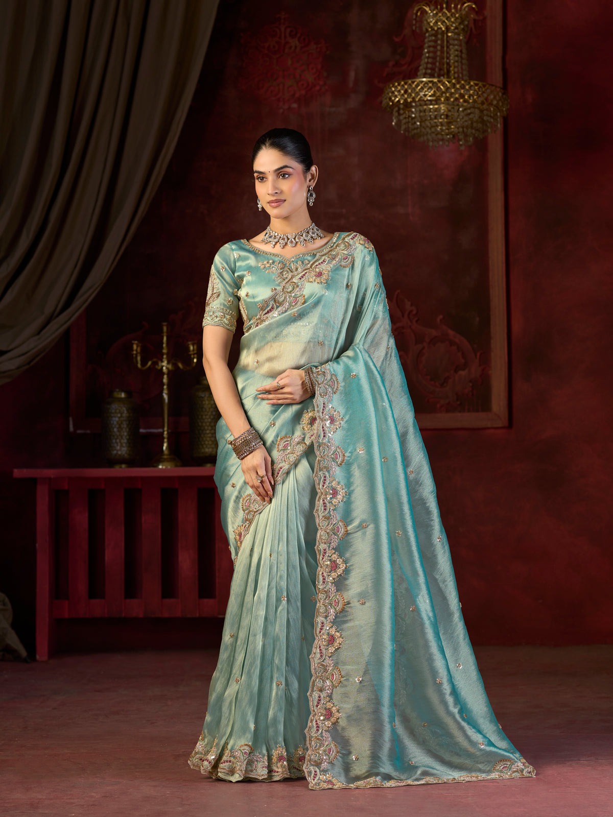 Neelambari Zari-Bits Saree